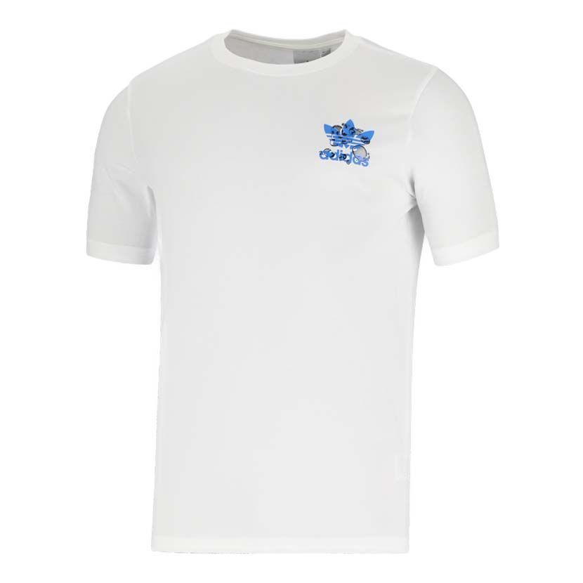 Adidas white new arrivals shirt blue logo
