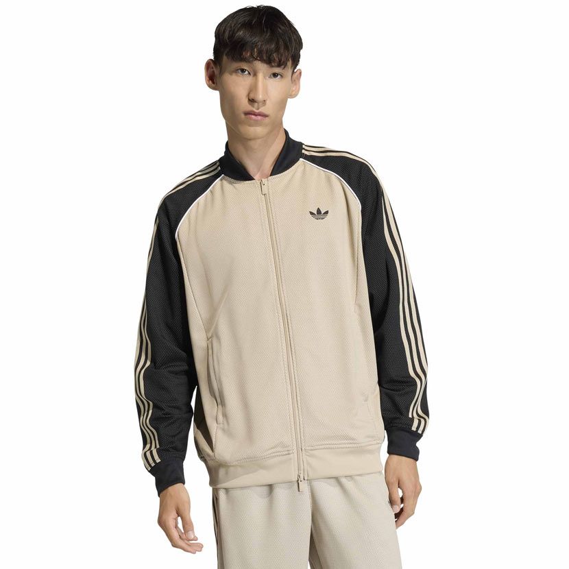 adidas Originals Loose Mesh Track Top Mens Stone Khaki | Side Step