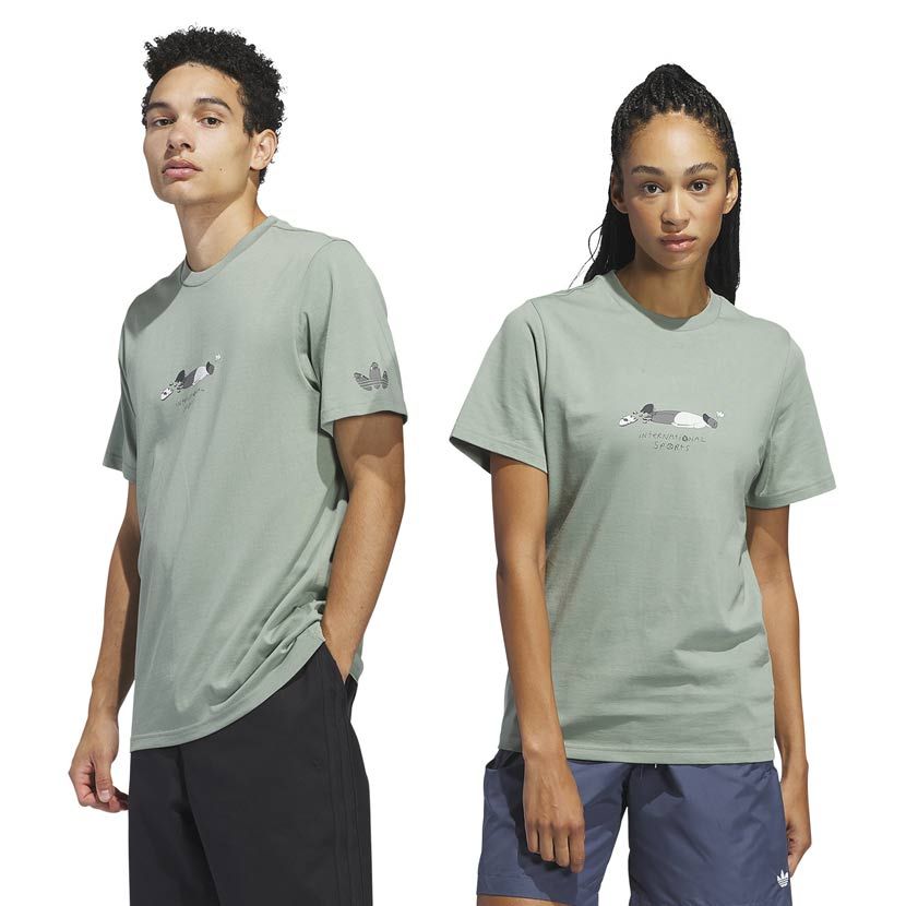 海外【ADIDAS】 Originals Henry Jones Defeat Mens Tee adidas Originals Henry Jones Defeat T-Shirt Silver Green