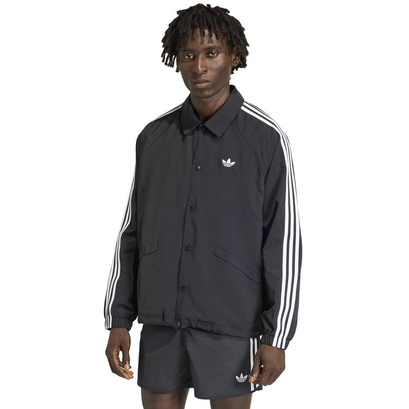 adidas Originals 3-Stripes Coach Jacket Mens Black | Side Step