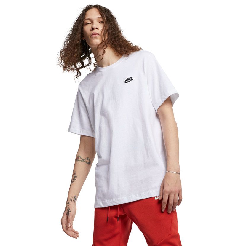Nike Sportswear Club T-Shirt Mens White/Black | Side Step