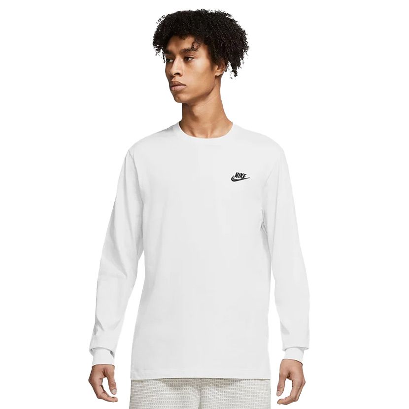 Nike Sportswear Club Long-Sleeve T-Shirt Mens White/Black | Side Step