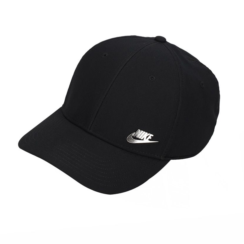 Nike Dri-FIT Club Structured Metal Logo Cap Black/Silver | Side Step