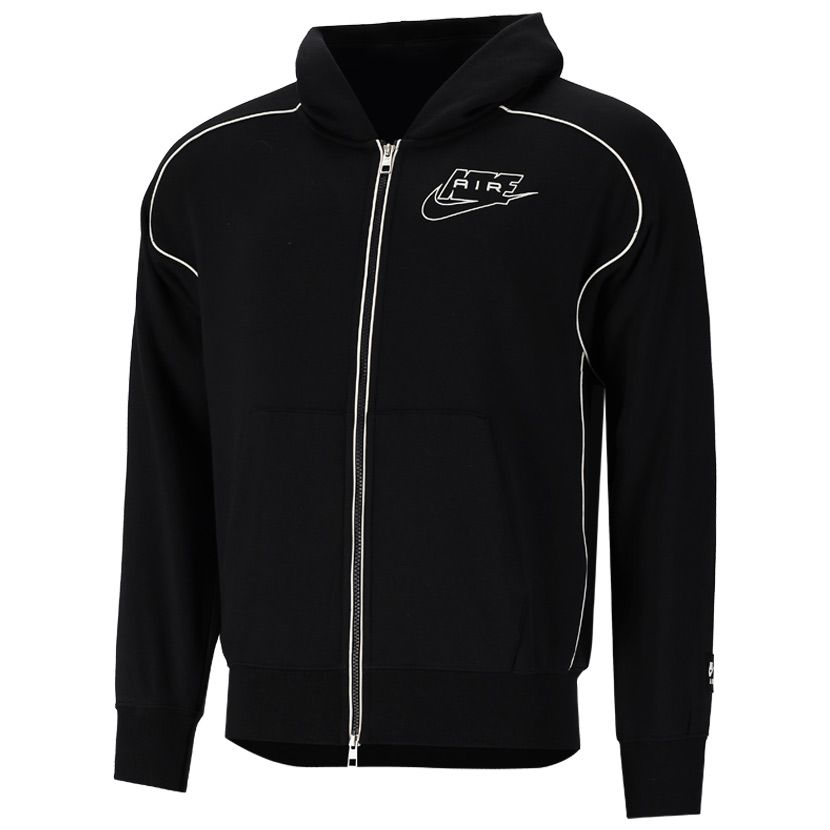 Nike Air Full-Zip Fleece Hoodie Mens Black/White | Side Step