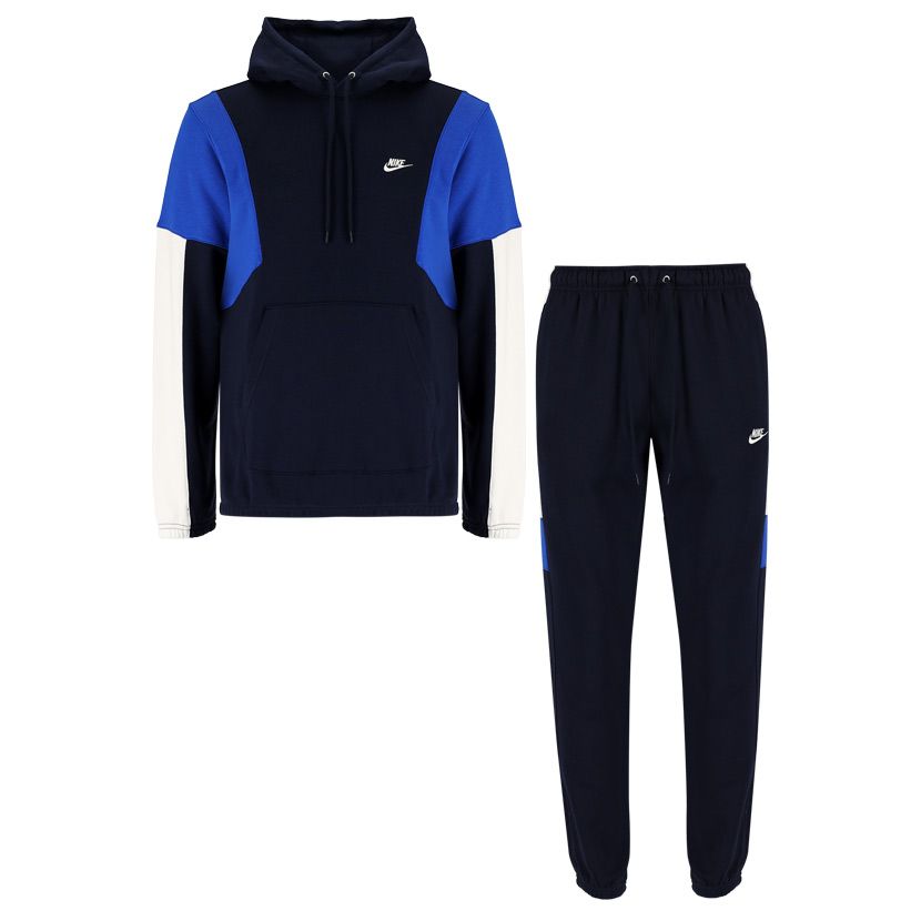 Nike Sportswear Club Fleece Hooded Tracksuit Mens Navy/White