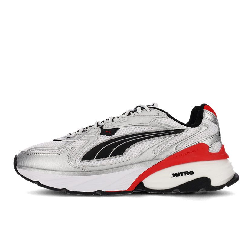 シューズ(男性用) llic Silver and Team Red Puma Fade Nitro LS Shoes Mens Silver/Red | Side Step