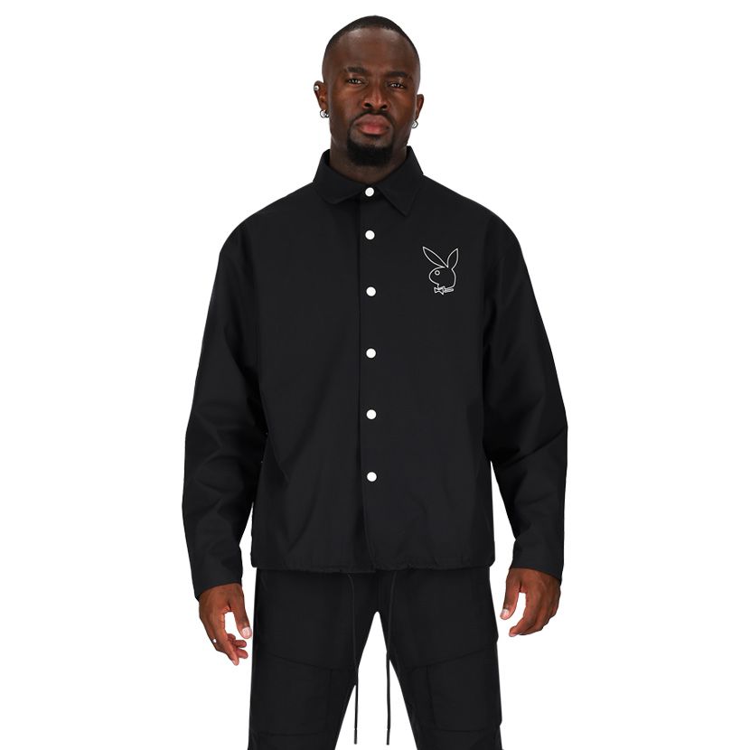 Plaboy Cities Scan Coach Jacket Mens Black | Side Step