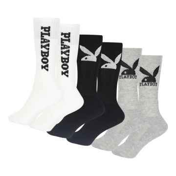 PYB84G-PLAYBOY-SOCKS-GREY-BLACK-WHITE-MSHPL004-V1