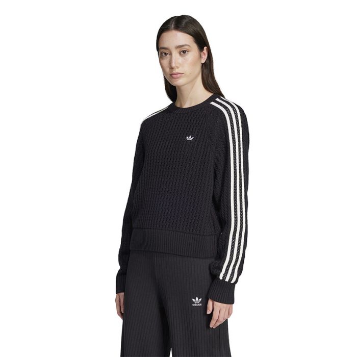 adidas Originals Adicolor Knitted Crew Sweatshirt Womens Black