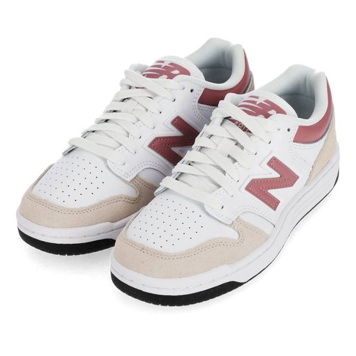 New Balance 480 Shoes Youth White/Pink | Side Step