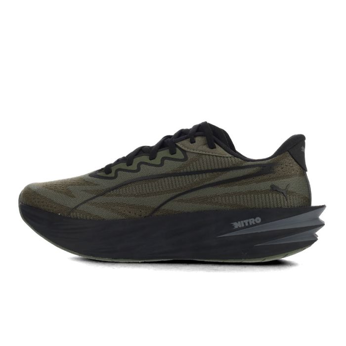 Puma Deviate Pure Nitro Running Shoes Mens Moss Veil/Black | Side Step