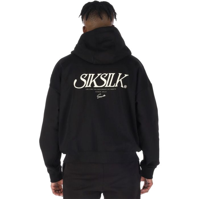 SikSilk Graphic Full Zip Hoodie Mens Black | Side Step