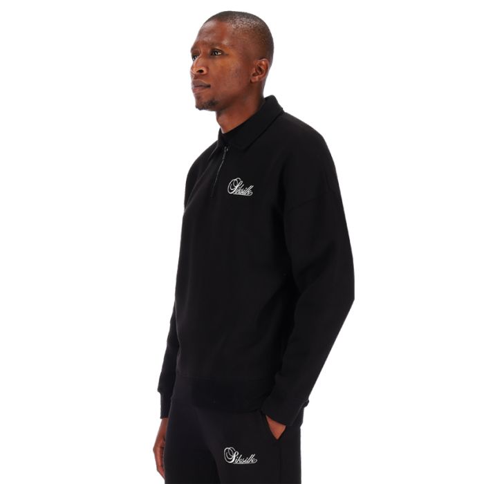 SilkSilk Essential Polo Sweater Mens Black | Side Step