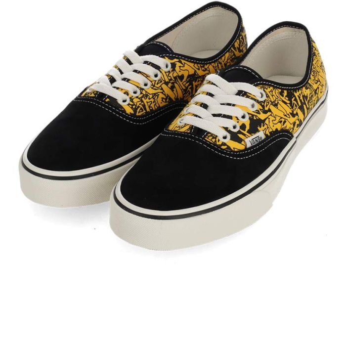 Vans Authentic Shoes Mens Black/Yellow Side Step