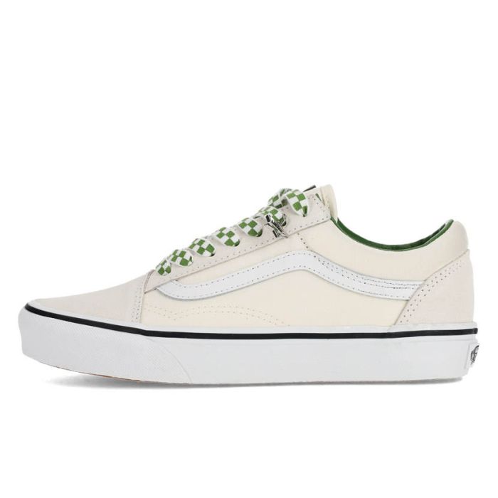 Vans Old Skool Shoes Womens Marshmallow/Green Side Step