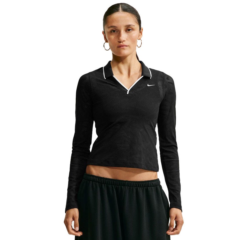 Nike Sportswear Chill Knit Tight Mod-Cropped Long Sleeve Lace Top